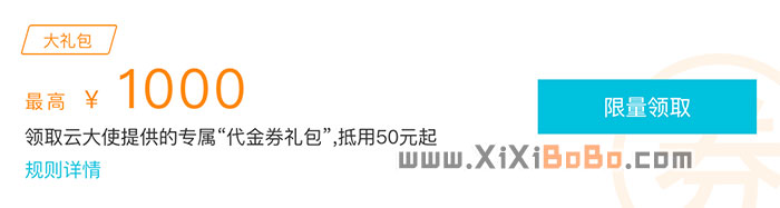 阿里云大礼包代金券1000元限量领取