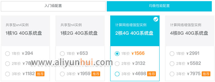 阿里云计算网络增强型服务器1566元一年