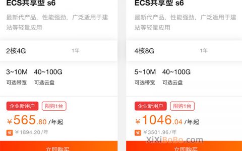 阿里云4核8G5M服务器优惠价1046.04元/年（ECS共享型s6）