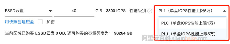 阿里云ESSD云盘性能级别