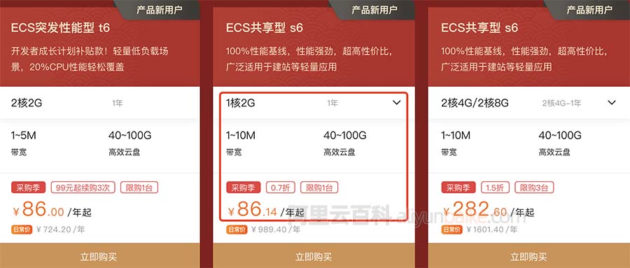 阿里云服务器低配优惠价格86元一年（7元/月）