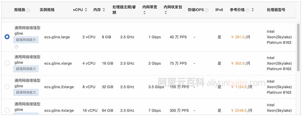 阿里云服务器ECS网络增强型g5ne实例